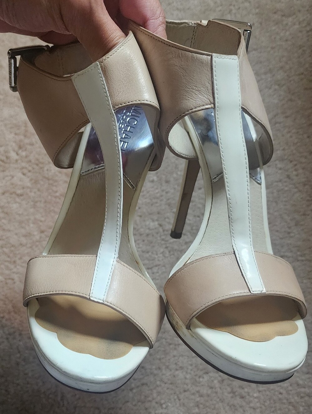 Michael Kors Strappy Beige and White Heels
